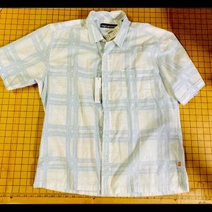 NWT Reyn Spooner Light Blue & White Plaid Check Mens S/S Button Up Shirt XL NEW